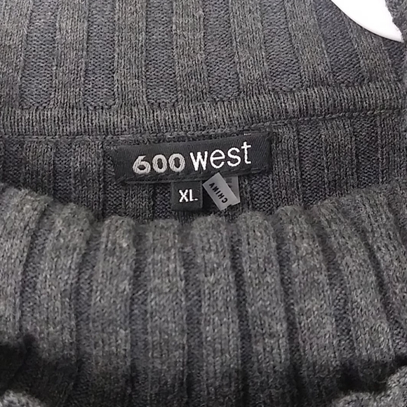 600 West Gray Mock Neck Long Sleeve Pullover Lightweight Cable Knit Sweater - Picture 5 of 8